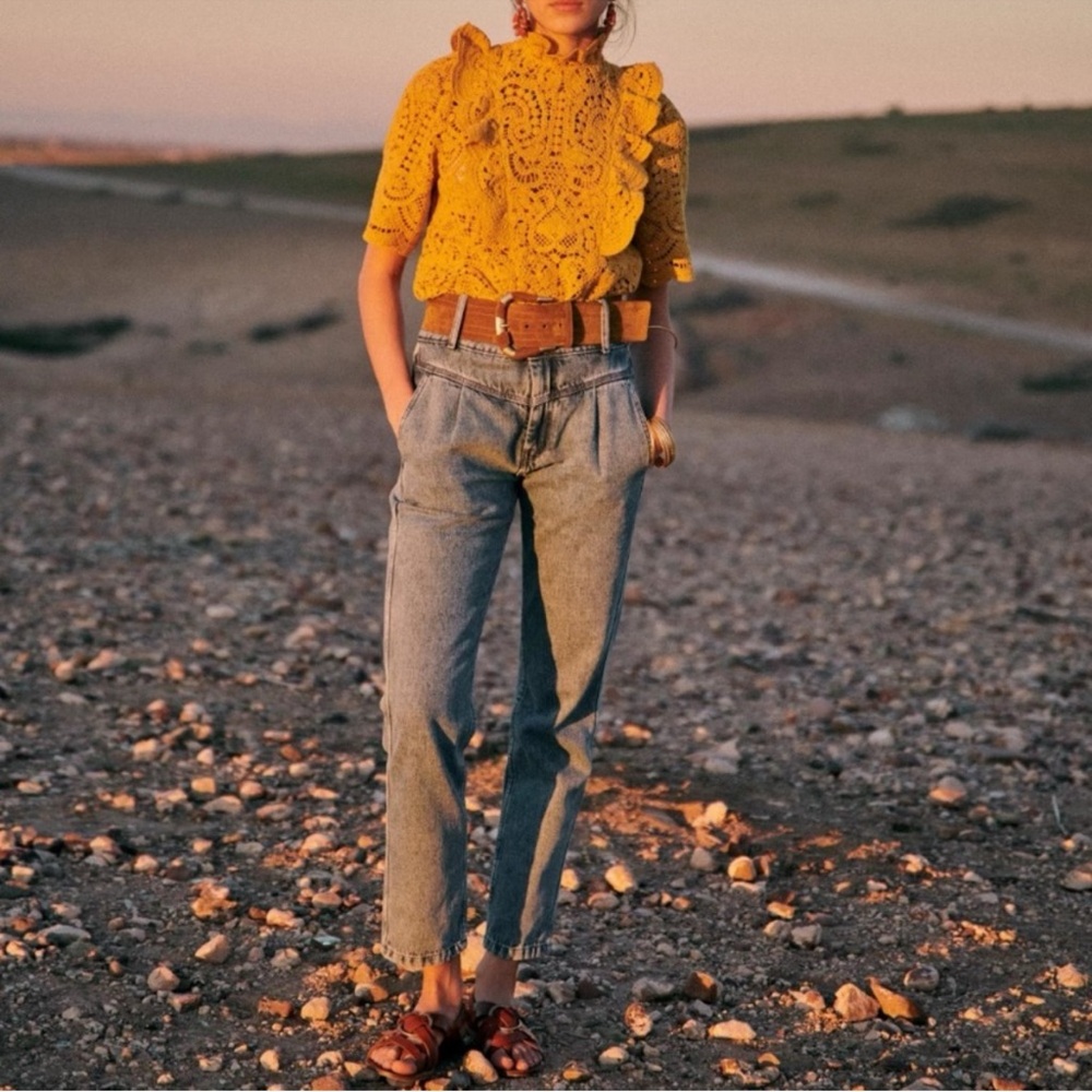 Sezane Mustard Crochet Blouse - Picture 8 of 8